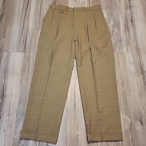 Polo Ralph Lauren Pants Mens 33x34 33x29 Actual Double Pleated Plaid Trouser VGT